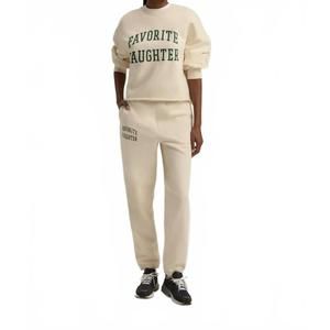 NEW FAVORITE DAUGHTER cropped collegiate sweatshirt in gardenia/emerald